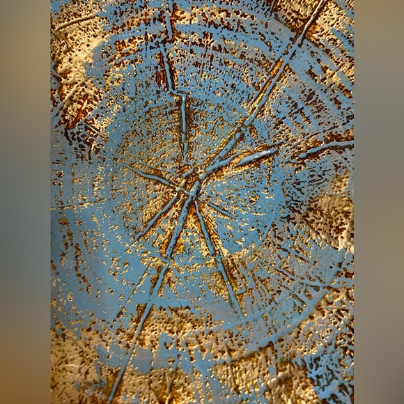 EUC Vtg "Akcam" Metallic Teal and Gold Abstract Design Hand Made Glass Bowl/Dish - Picture 5 of 7